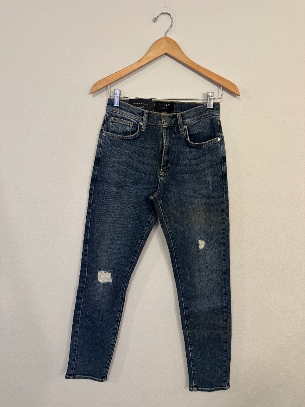 DSTLD High Rise Distressed Skinny Jeans Dark Wash Blue Womens 27x30 NWT